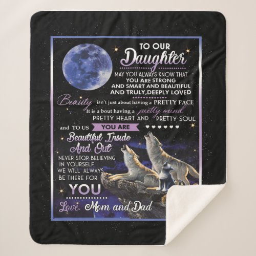 Daughter Lovers  To Our Daughter Love Mom And Dad Sherpa Blanket