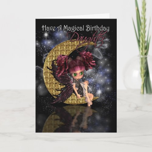 Daughter Magical Birthday cute little moon fairy b Card