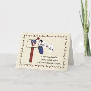 Daughter Military Birthday Patriotic Mailbox Flag Card