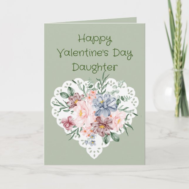 Daughter Mixed Floral  Garden Flower Valentine Holiday Card (Front)
