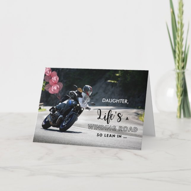 Daughter Motorcycle Themed Birthday on Curve Card (Front)