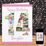 Daughter Number 14 Photo Collage Big 14th Birthday Card<br><div class="desc">Personalize this big 14th birthday card with up to 12 different photographs. Designed for your daughter (although 'daughter' can be edited to a name or whatever you want), the number 14 photo collage is a thoughtful way to give a birthday card with a unique and special quality. The template is...</div>