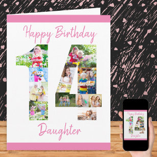 Daughter Number 14 Photo Collage Big 14th Birthday Card
