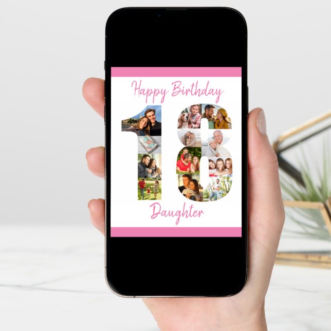 Daughter Number 18 Photo Collage Big 18th Birthday Card (Front Digital)