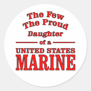 Daughter Of A United States Marine Classic Round Sticker
