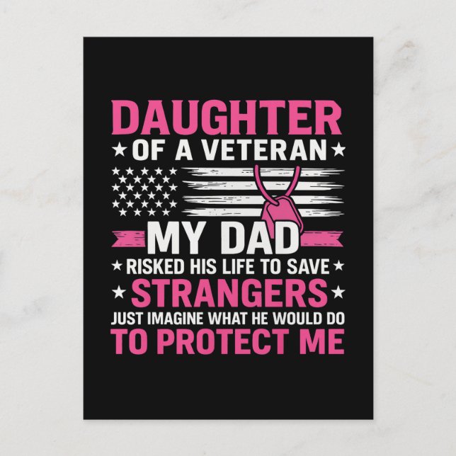Daughter Of A Veteran Fathers Day Veteran Dad Holiday Postcard (Front)