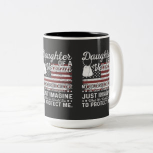 Daughter Of A Veteran Patriotic Military Family Two-Tone Coffee Mug