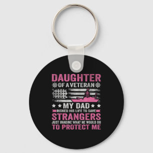 Daughter Of A Veteran Us Veteran Dad Daughter Vete Keychain