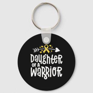 Daughter Of A Warrior Gift Family Childhood Cancer Keychain
