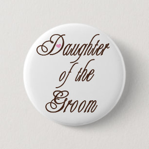 Daughter of Groom Classy Browns Button