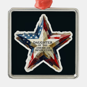 Daughter of the American Revolution DAR star USA Metal Ornament