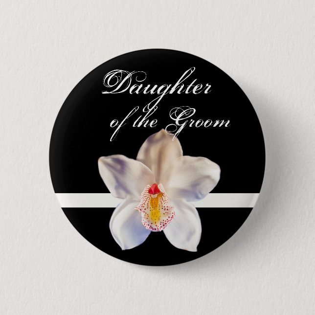 Daughter Of The Groom Wedding ID Badge Pinback Button (Front)