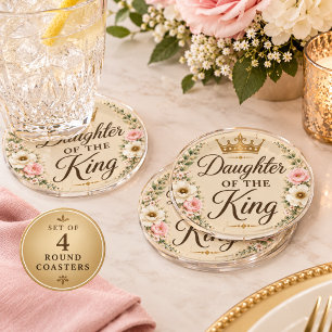 Daughter of the King Round Acrylic Coaster Set