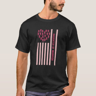 Daughter Of Warrior American Flag Breast Cancer  T-Shirt