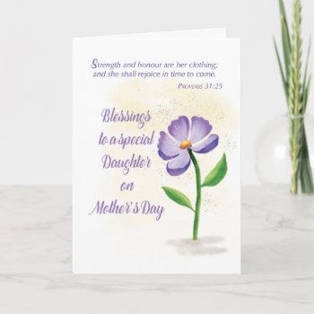 Daughter On Mothers Day Blessing Violet Flower Card by Religious_SandraRose at Zazzle