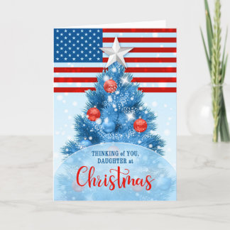 Daughter Patriotic Christmas Red White Blue Holiday Card