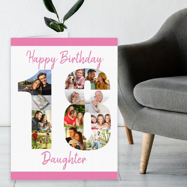 Daughter Photo Collage Number 18 Big 18th Birthday Card (Creator Uploaded)