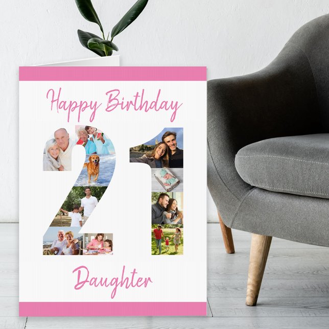 Daughter Photo Collage Number 21 Big 21st Birthday Card (Creator Uploaded)