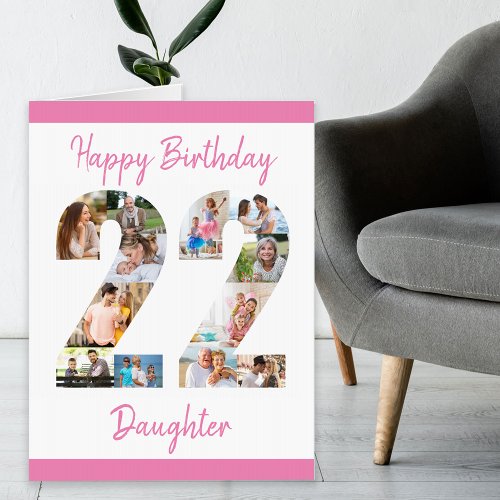 Daughter Photo Collage Number 22 Big 22nd Birthday Card