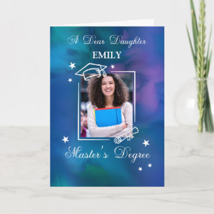 Daughter Photo Custom Name Master's Degree Card