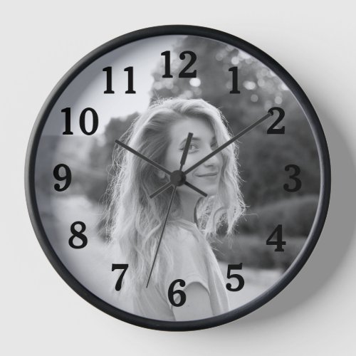 Daughter Photo for Mom with Classic Black Numbers Clock