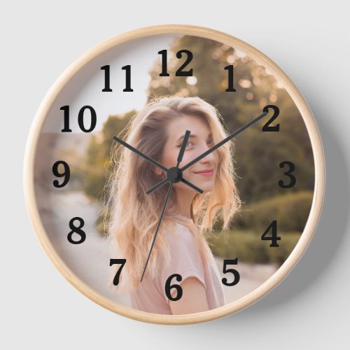 Daughter Photo for Mom with Classic Black Numbers Clock