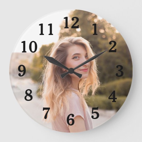Daughter Photo for Mom with Classic Black Numbers Large Clock