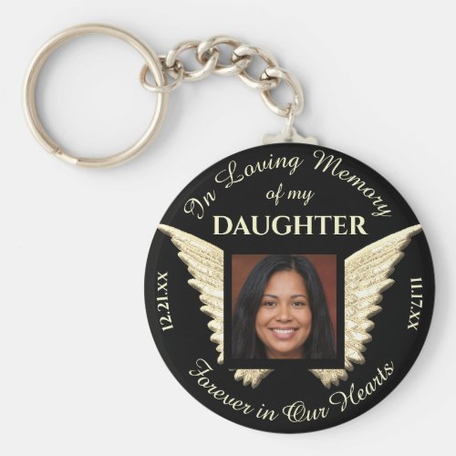 Daughter Photo Memorial Keychain