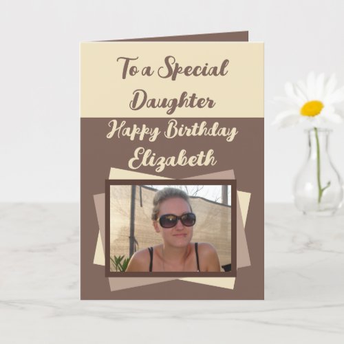 Daughter photo name brown cream birthday