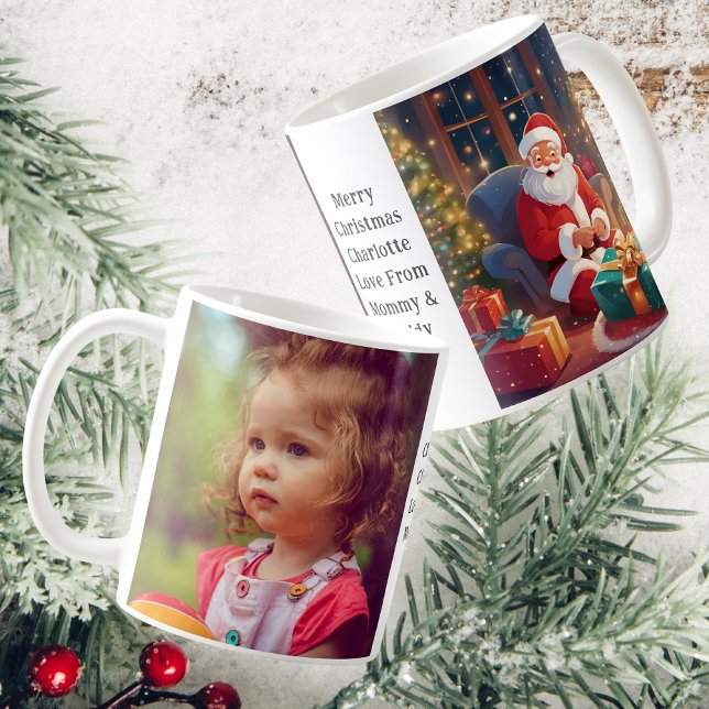 Daughter Photo | Santa By The Fire | White Coffee Coffee Mug (Front And Back)