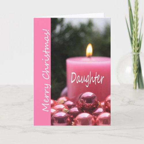 Daughter pink ornament christmas card