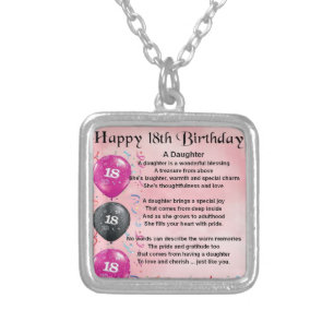 Daughter Poem - 18th Birthday Silver Plated Necklace