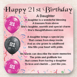 Daughter Poem 21st Birthday Coaster