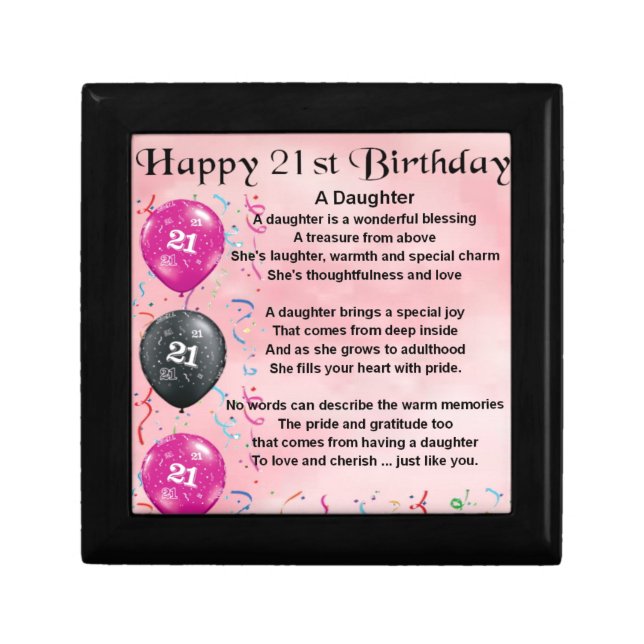 Daughter Poem 21st Birthday Keepsake Box (Front)
