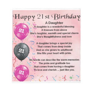 Daughter Poem 21st Birthday Notepad