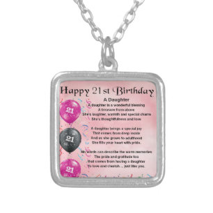 Daughter Poem 21st Birthday Silver Plated Necklace