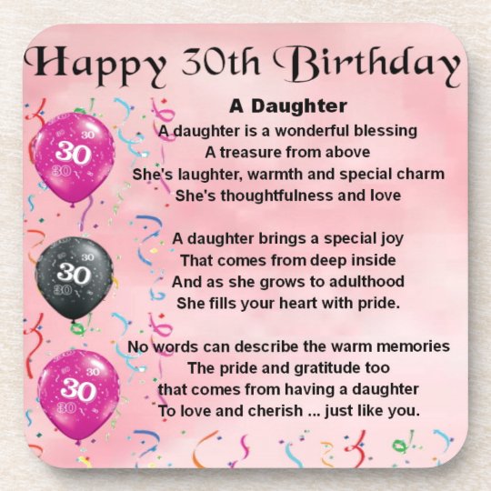 Daughter Poem 30th Birthday Coaster | Zazzle.com