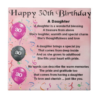 Daughter Poem 30th Birthday Tile