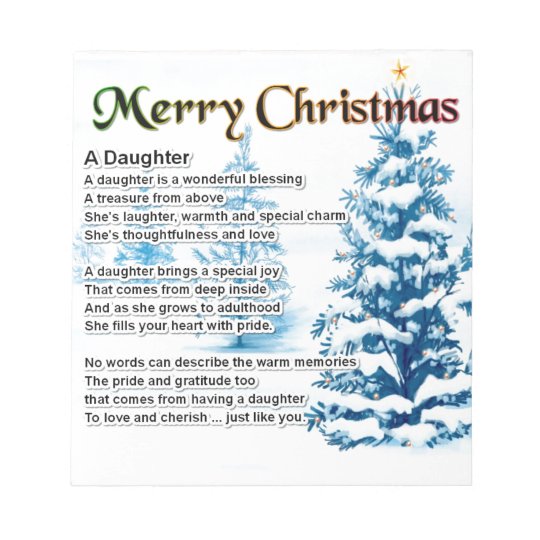 Daughter Poem - Christmas Design Notepad | Zazzle.com