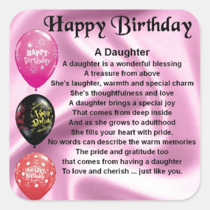 daughter poem  happy birthday square sticker