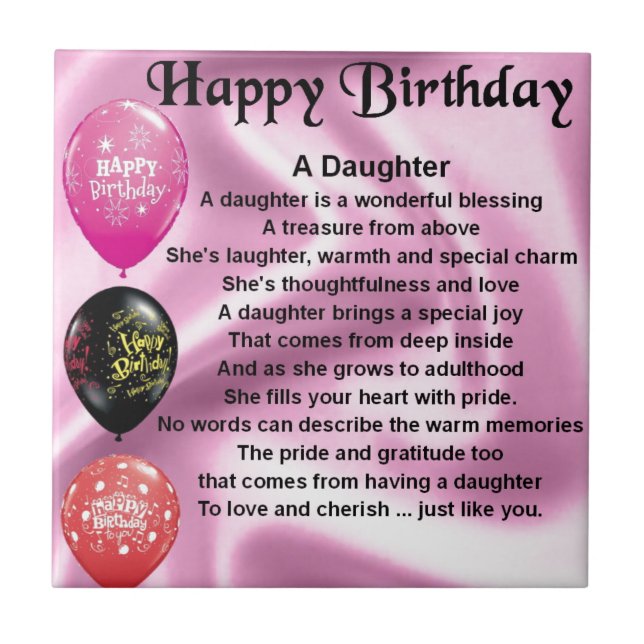 daughter poem  happy birthday tile (Front)