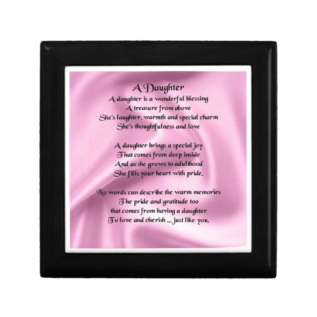 Daughter Poem Keepsake Box - Pink Design (Front)