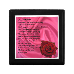 Daughter Poem Keepsake Box - Pink Silk & Rose