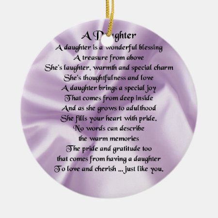 Daughter Poem - Lilac Silk Ceramic Ornament