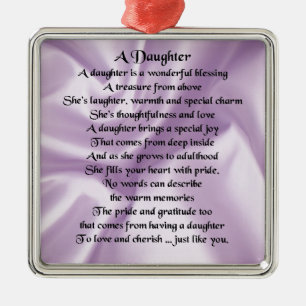 Daughter Poem - Lilac Silk Metal Ornament