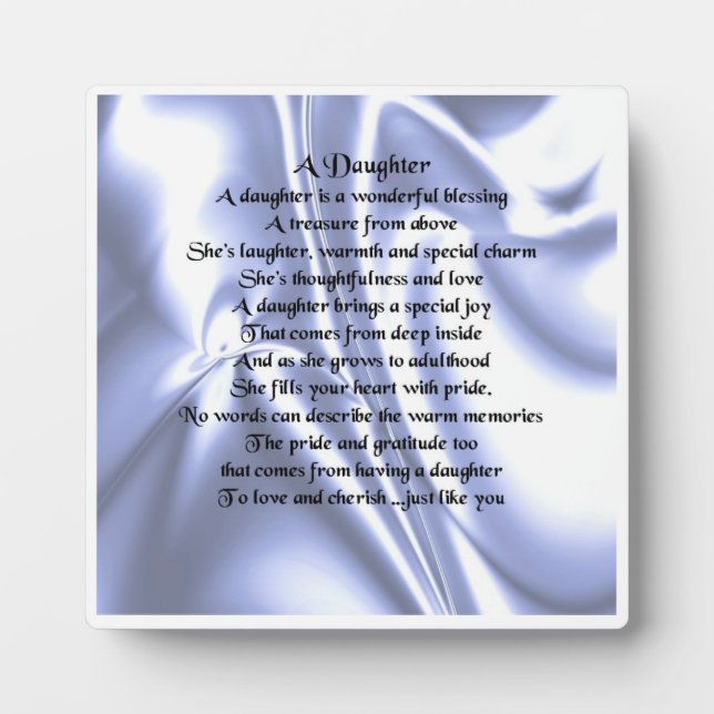 Daughter Poem Plaque - Blue Silk  Design (Front)