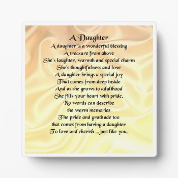 Daughter Poem Plaque - Cream Silk  Design by Lastminutehero at Zazzle