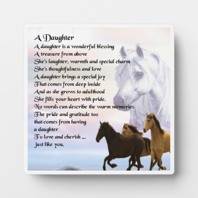 Daughter Poem Plaque - Horses  Design (Front)