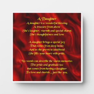 Daughter Poem Plaque - Red Silk Design