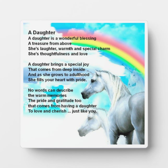 Daughter Poem Plaque - Unicorn  Design (Front)